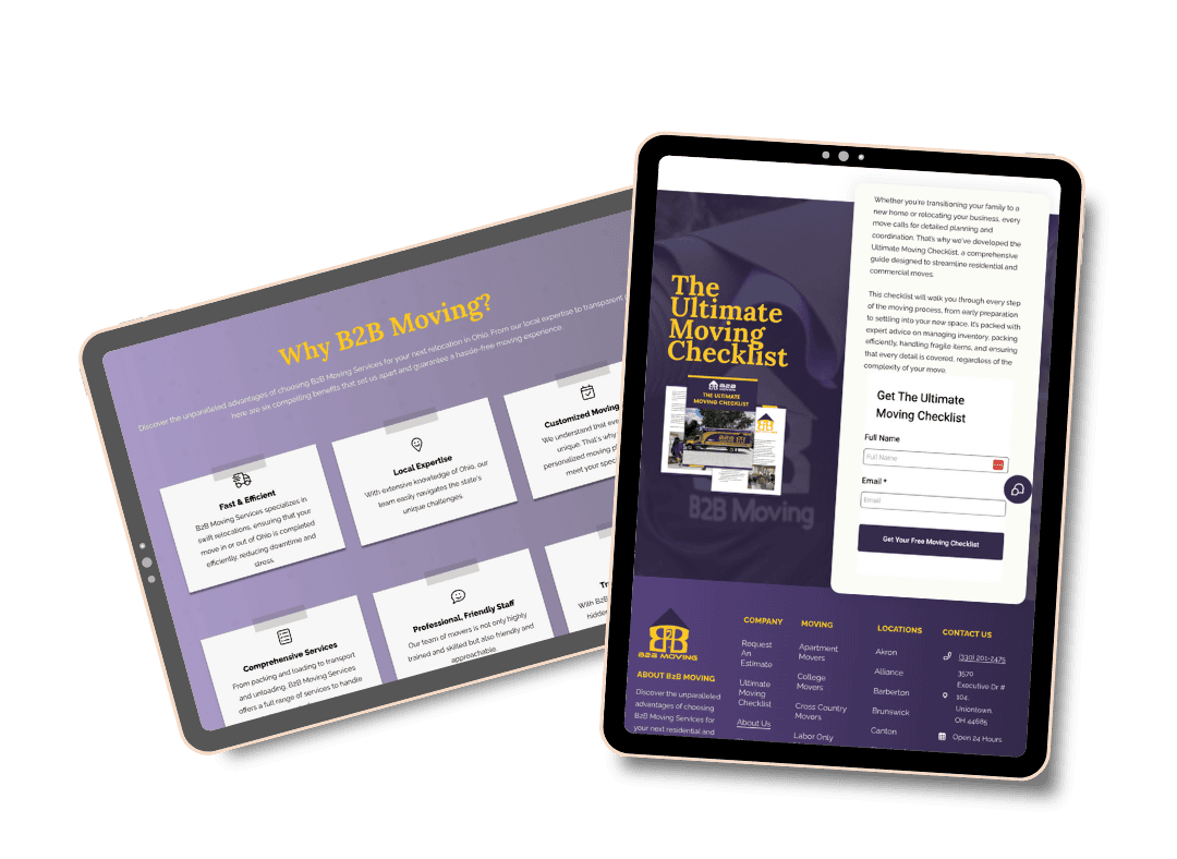 b2b ipad mobile moving website