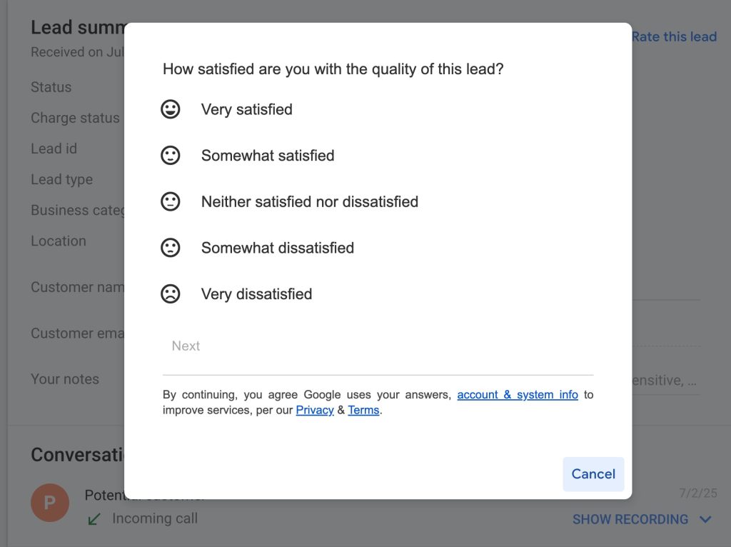 moving company marketing google local service ads lead feedback