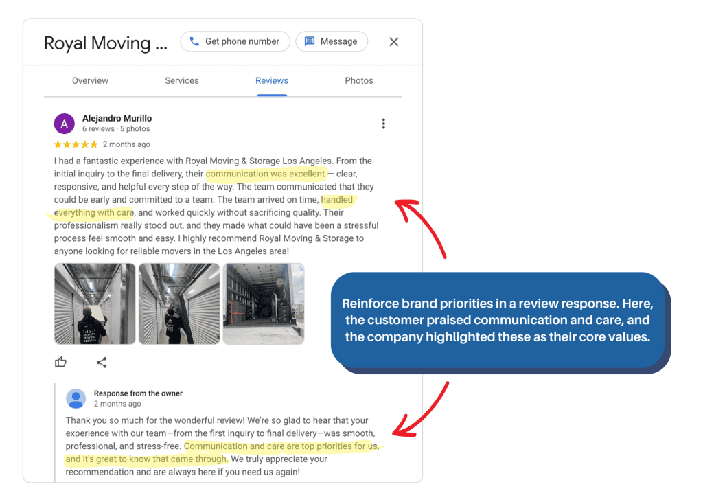 responding to moving company reviews