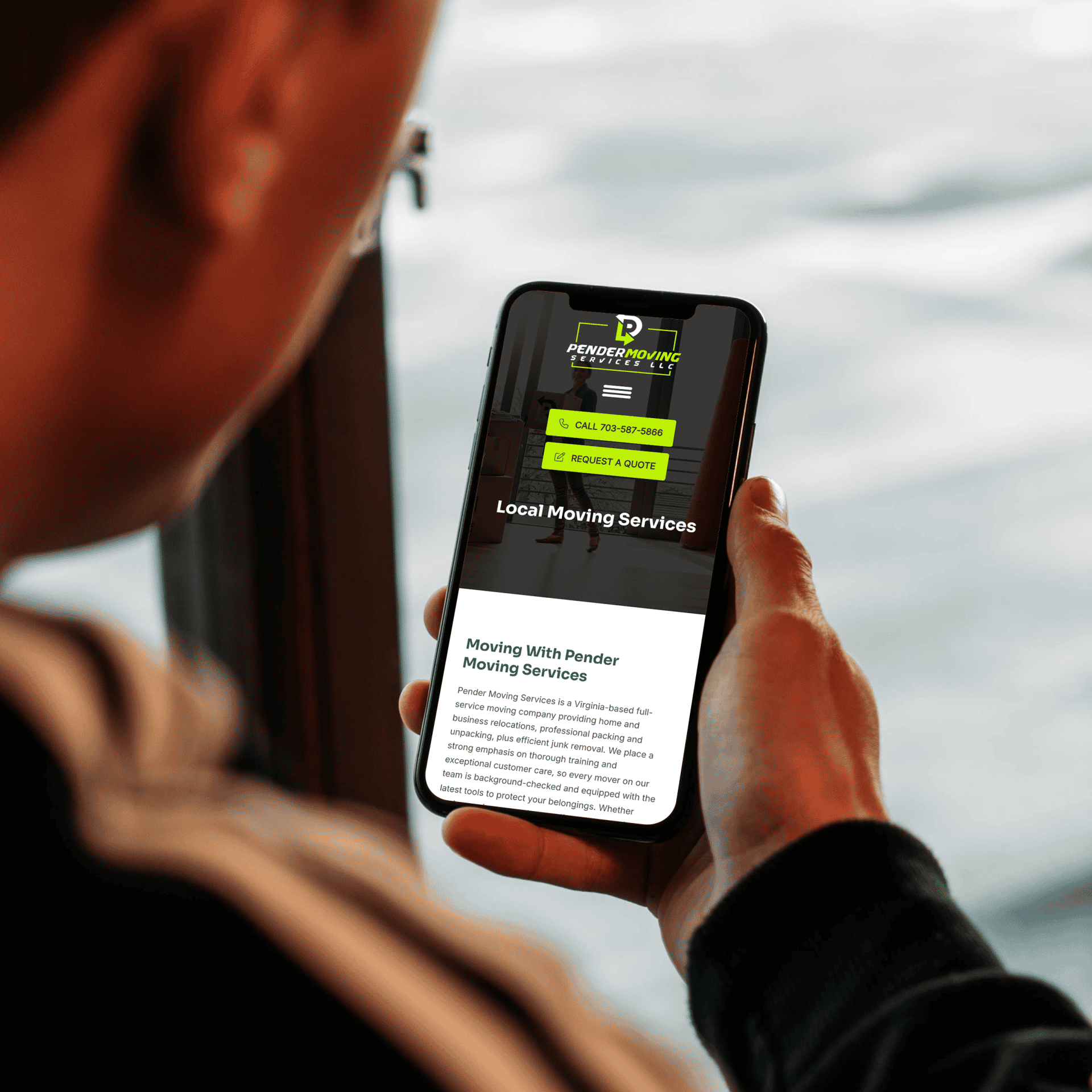 pendermoving mobile optimized website