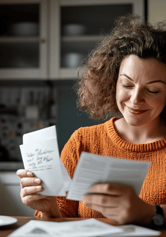 woman checking moving direct mail woman checking moving direct mail